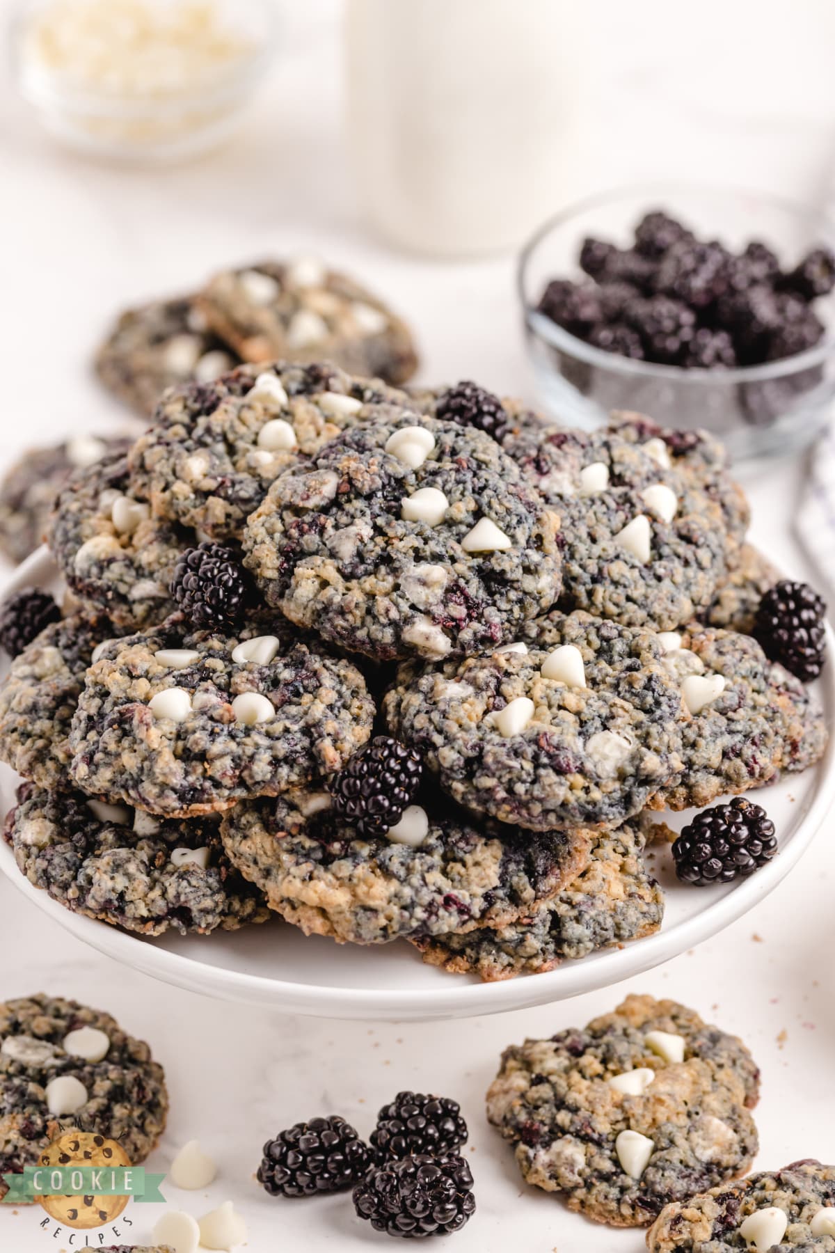 Blackberry Oatmeal Cookies are made by adding blackberries to a deliciously soft and chewy oatmeal cookie recipe. 