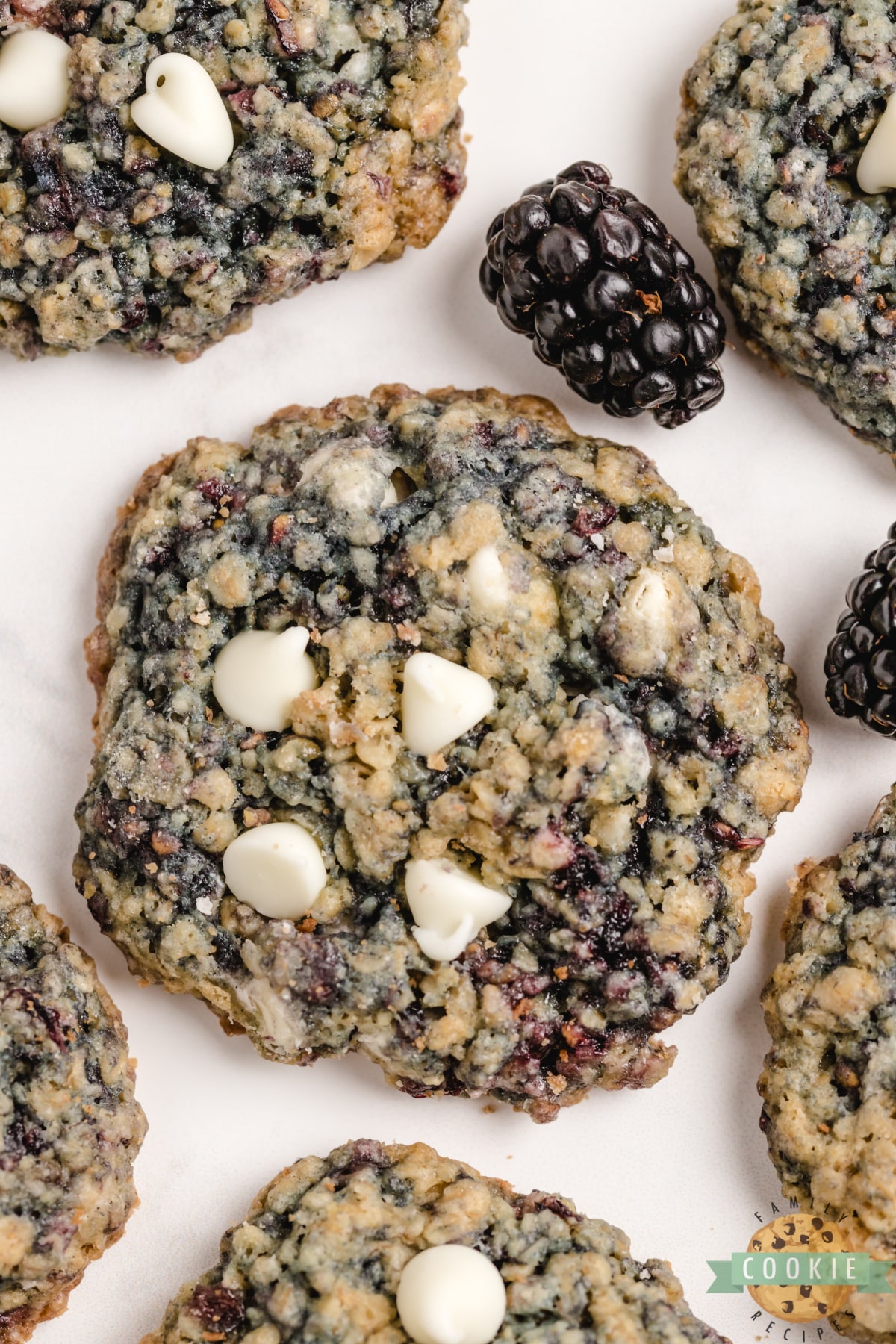 Blackberry Oatmeal Cookies are made by adding blackberries to a deliciously soft and chewy oatmeal cookie recipe. 