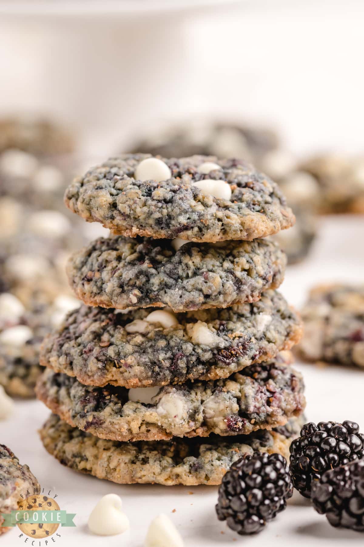 Stack of blackberry oatmeal cookies