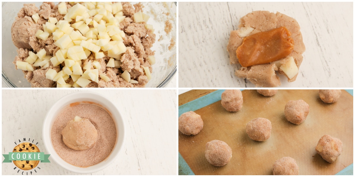 Step by step instructions on how to make Caramel Apple Snickerdoodles