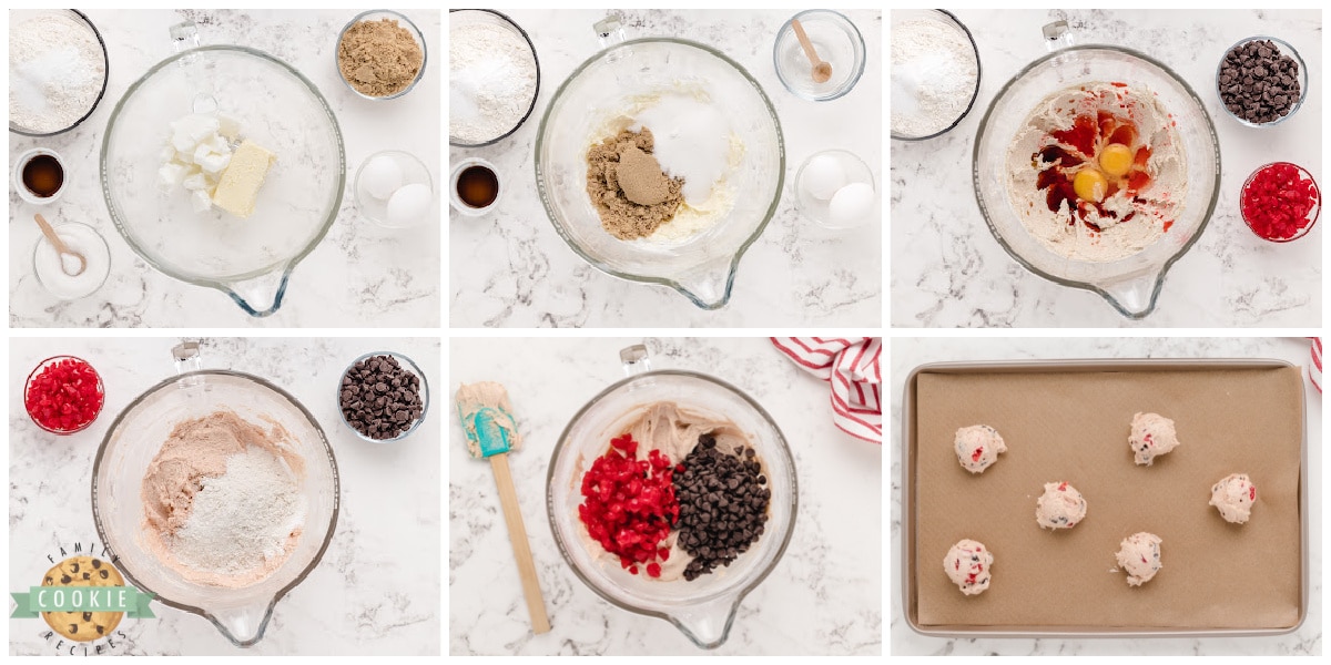 Step by step instructions on how to make Cherry Chocolate Chip Cookies