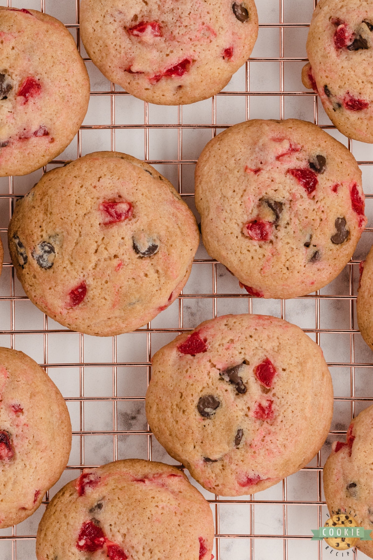 Chocolate chip cookies with cherries in them 