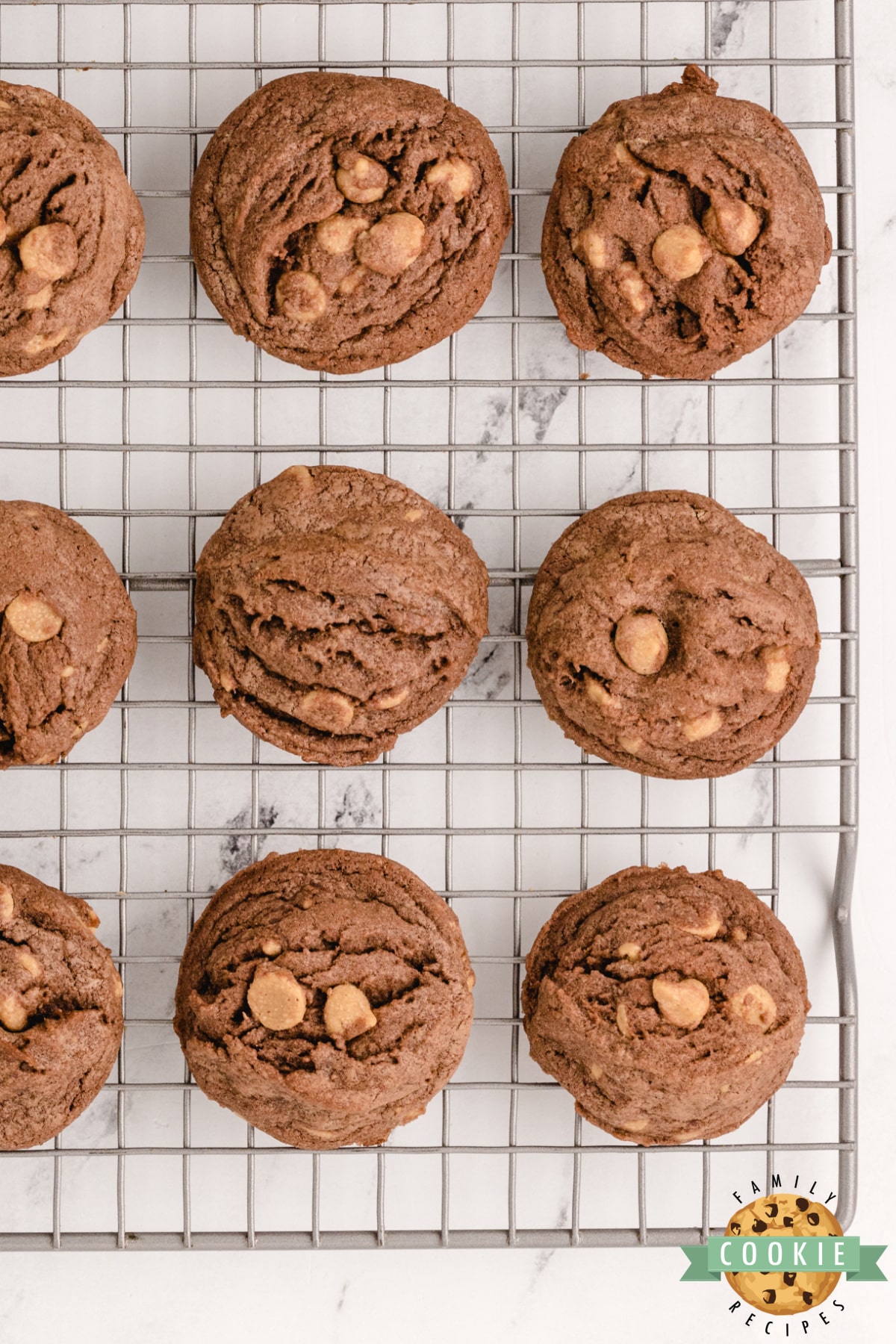 Chocolate pudding cookies with peanut butter chips