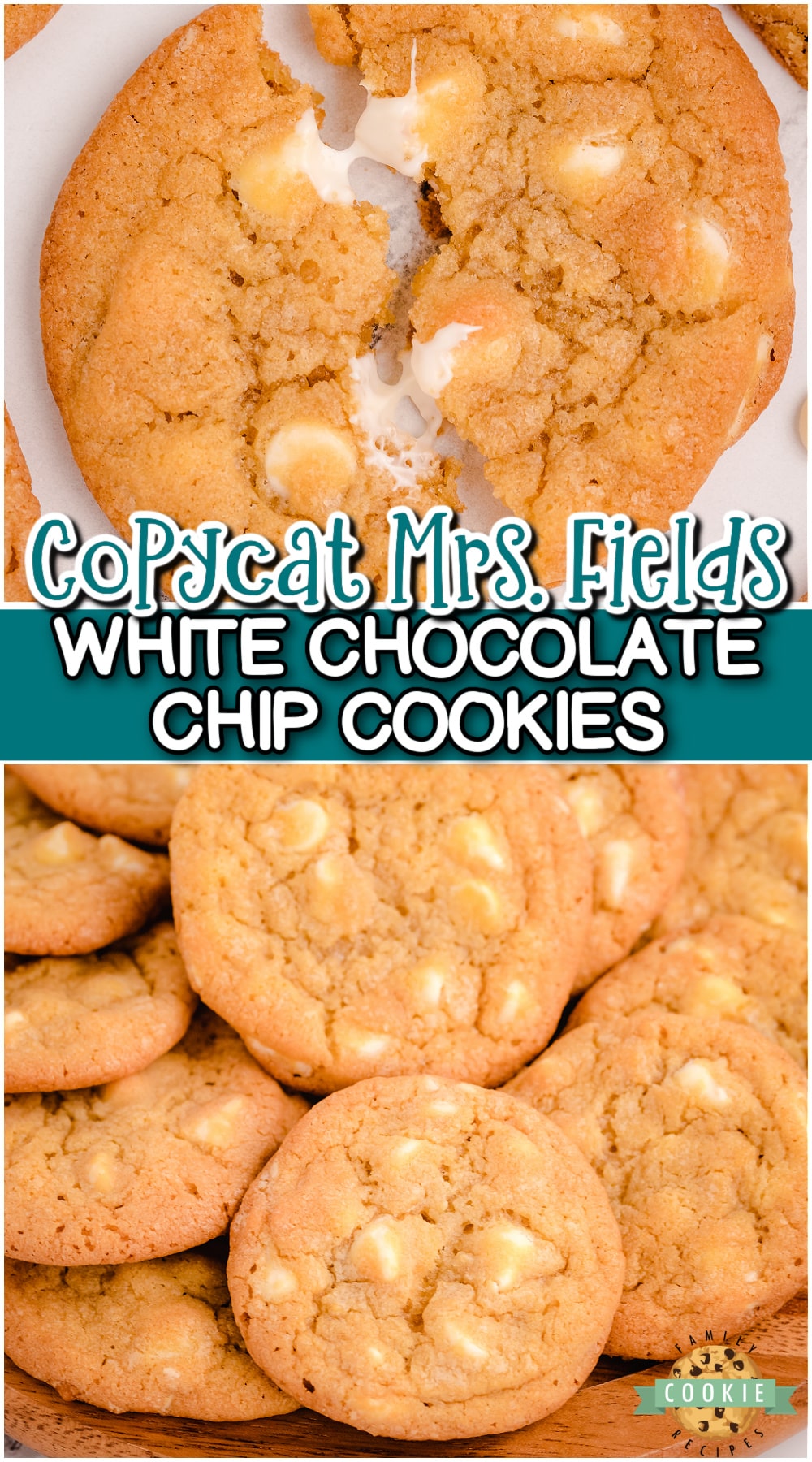 Copycat Mrs. Fields White Chocolate Chip Cookies are soft & buttery cookies packed with white chocolate chips! These incredible white chocolate chip cookies have fantastic flavor, buttery crisp edges & a soft, chewy center. 