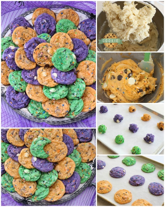 Funfetti Halloween Cookies are tasty & spooky treats made colorful with festive sprinkles baked into each cookie. We added pudding mix for texture and color for FUN!