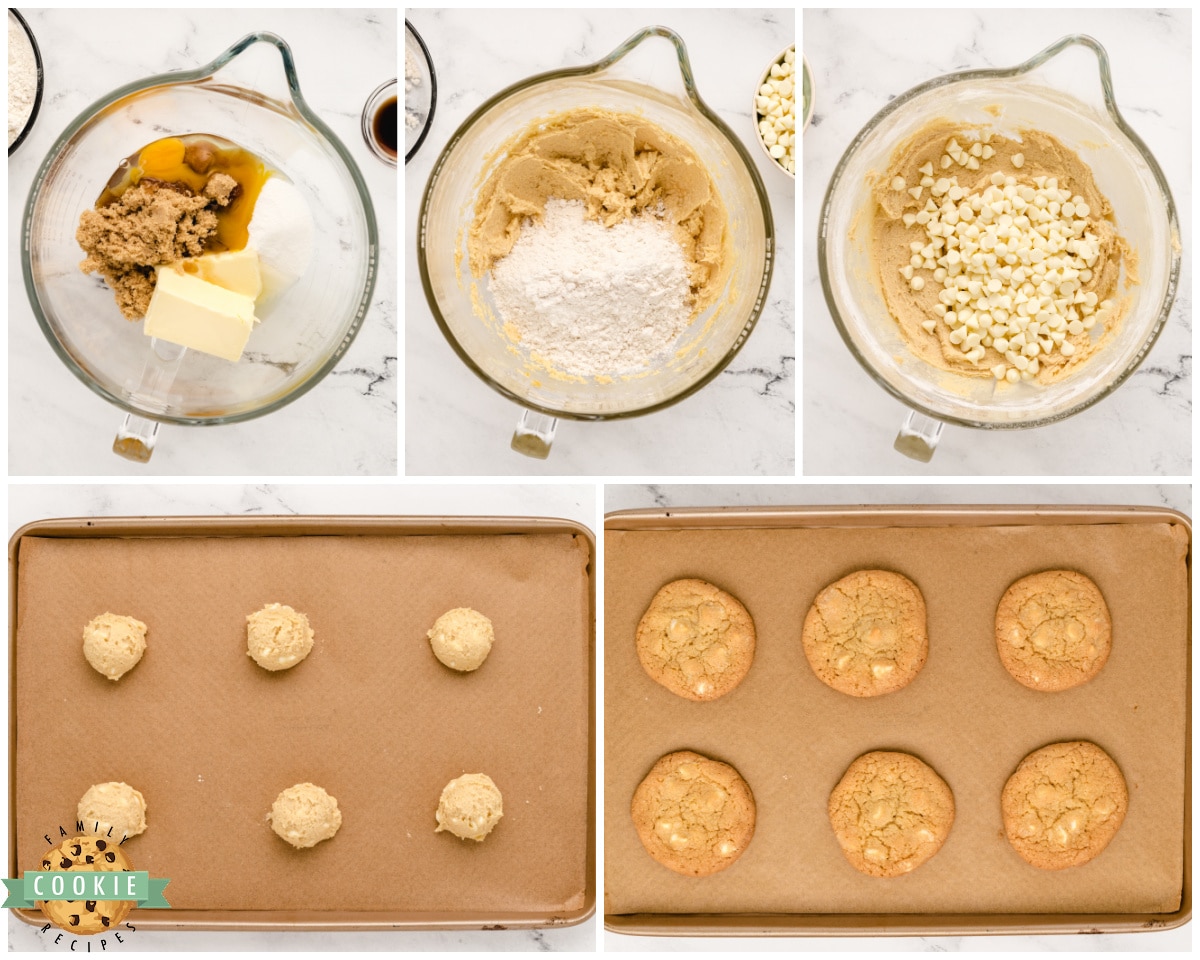 how to make the best white chocolate chip cookies like Mrs Fields