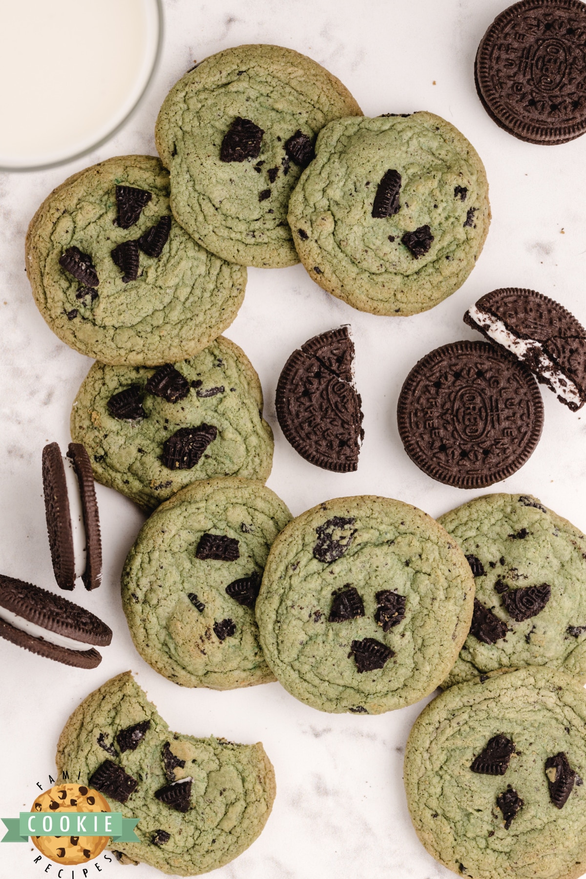 Cookies and cream cookies with mint oreos and mint extract