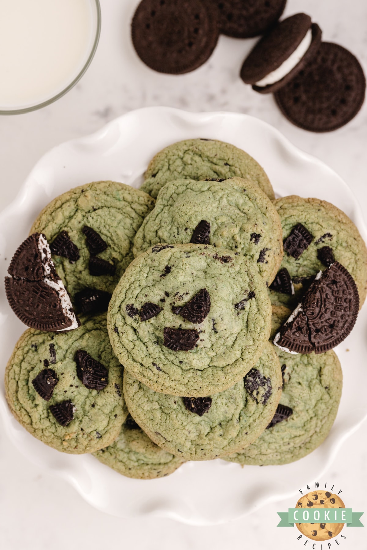 Soft pudding cookies with Mint Oreos and mint extract