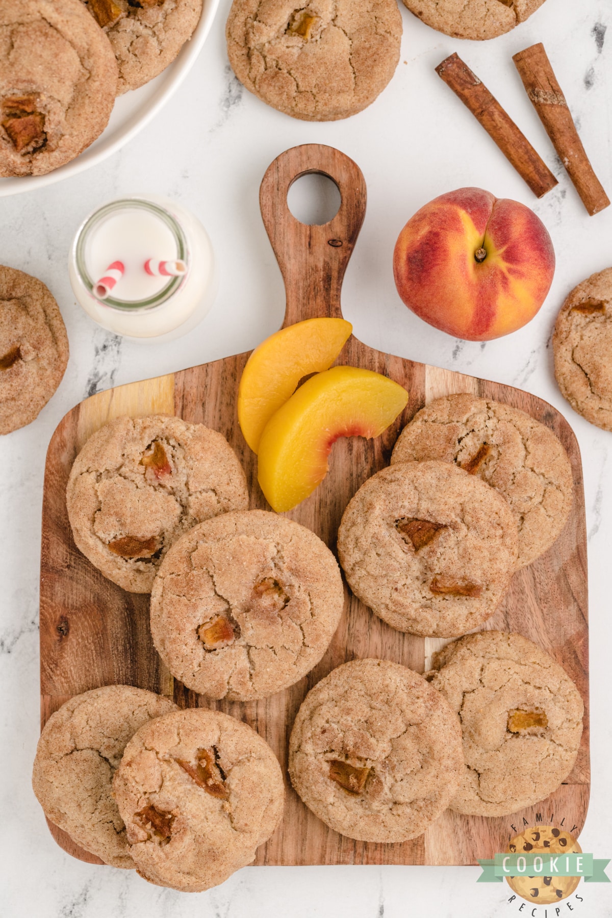 Snickerdoodle cookie recipe made with fresh peaches