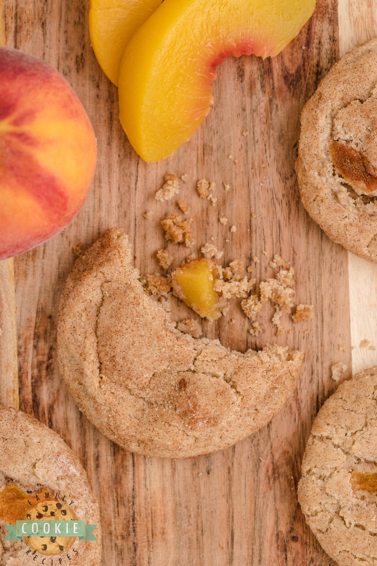 Snickerdoodle cookies made with fresh peaches