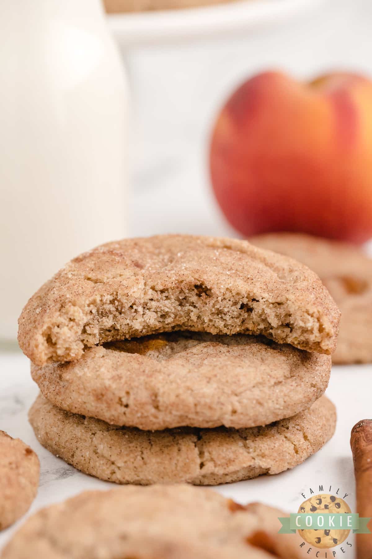 Peach Snickerdoodle Cookies are soft, chewy, delicious and the addition of fresh peaches makes these cinnamon sugar cookies even better!