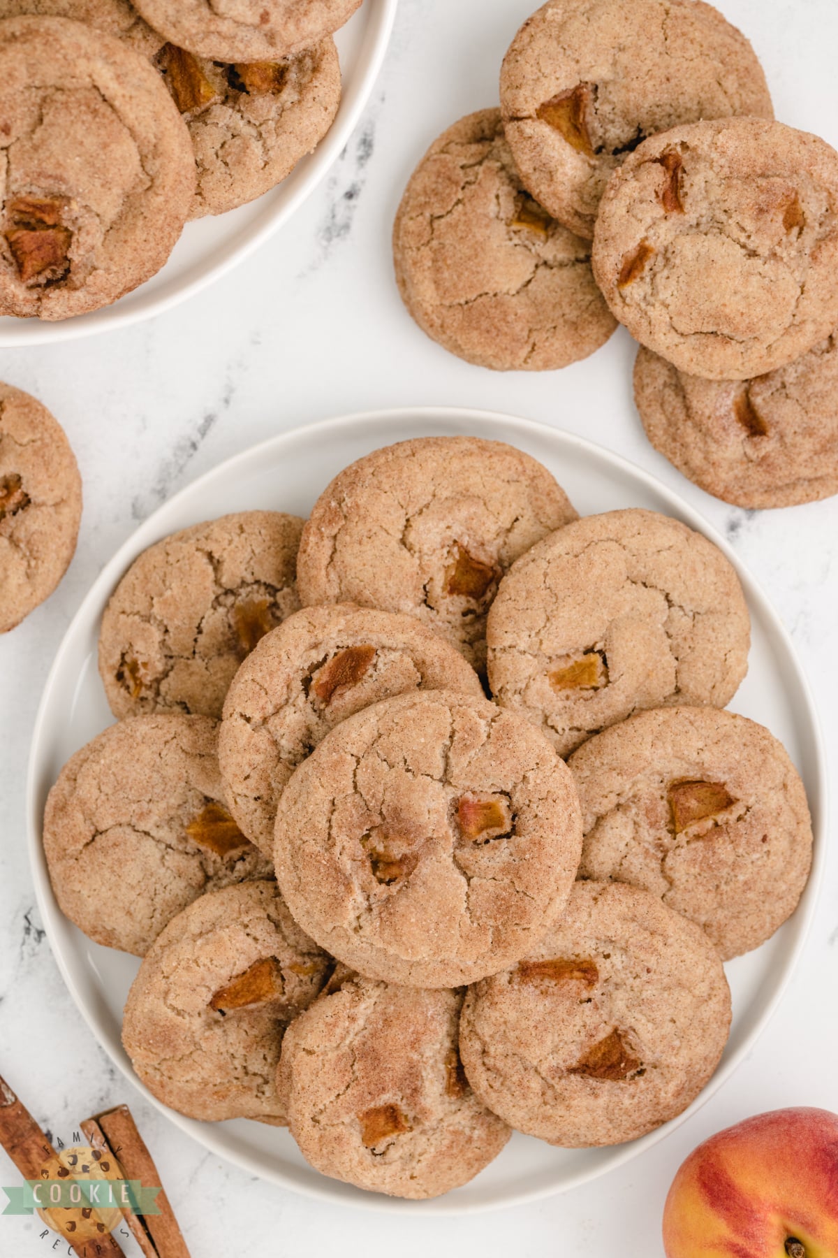 Peach Snickerdoodle Cookies are soft, chewy, delicious and the addition of fresh peaches makes these cinnamon sugar cookies even better!