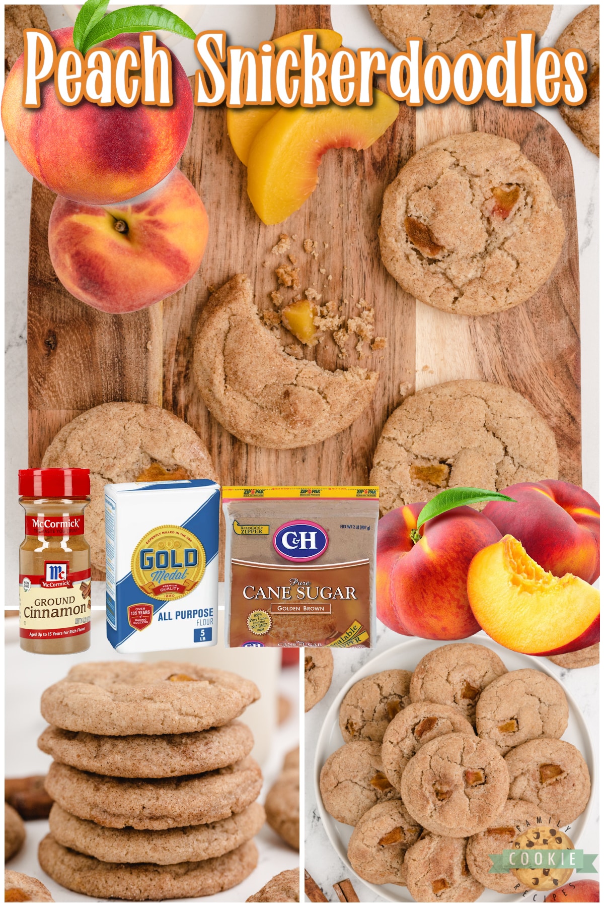 Peach Snickerdoodle Cookies are soft, chewy, delicious and the addition of fresh peaches makes these cinnamon sugar cookies even better!
