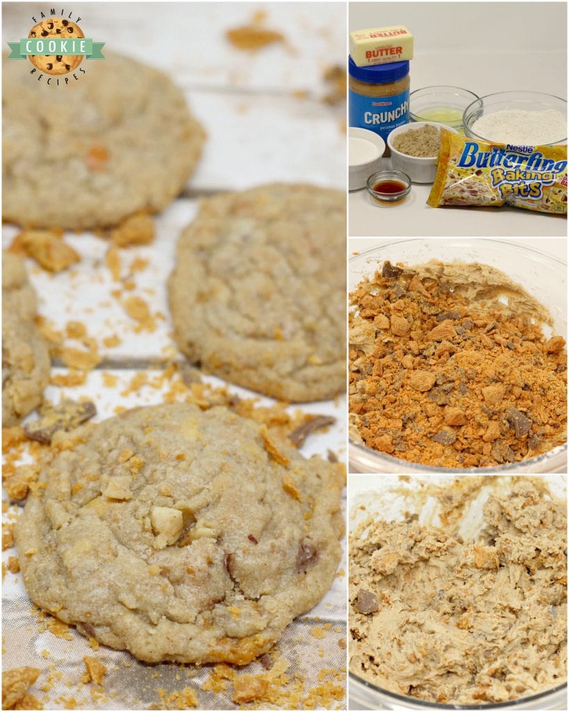 Step-by-step instructions on how to make Butterfinger Peanut Butter Cookies.