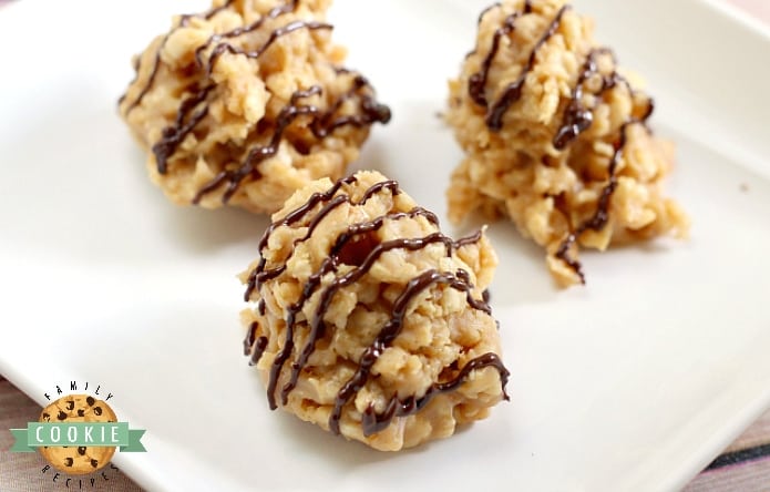 Peanut Butter No Bake Cookies are crunchy, sweet and full of flavor and they only take a few minutes start to finish to make!