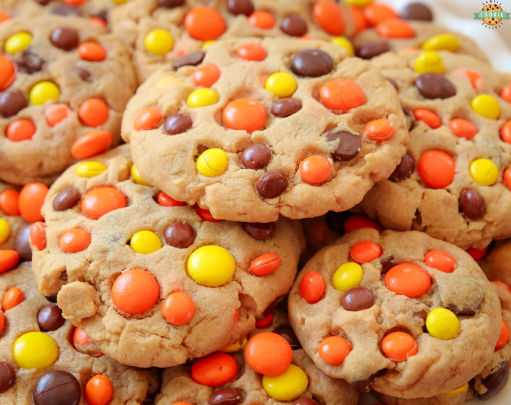 Peanut Butter Cookies loaded with Reese's candy and peanut butter
