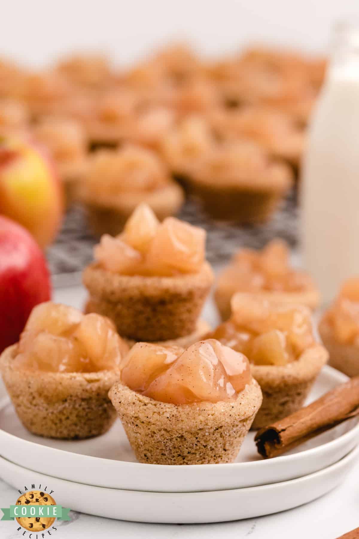 Snickerdoodle cookie cups with apple pie filling