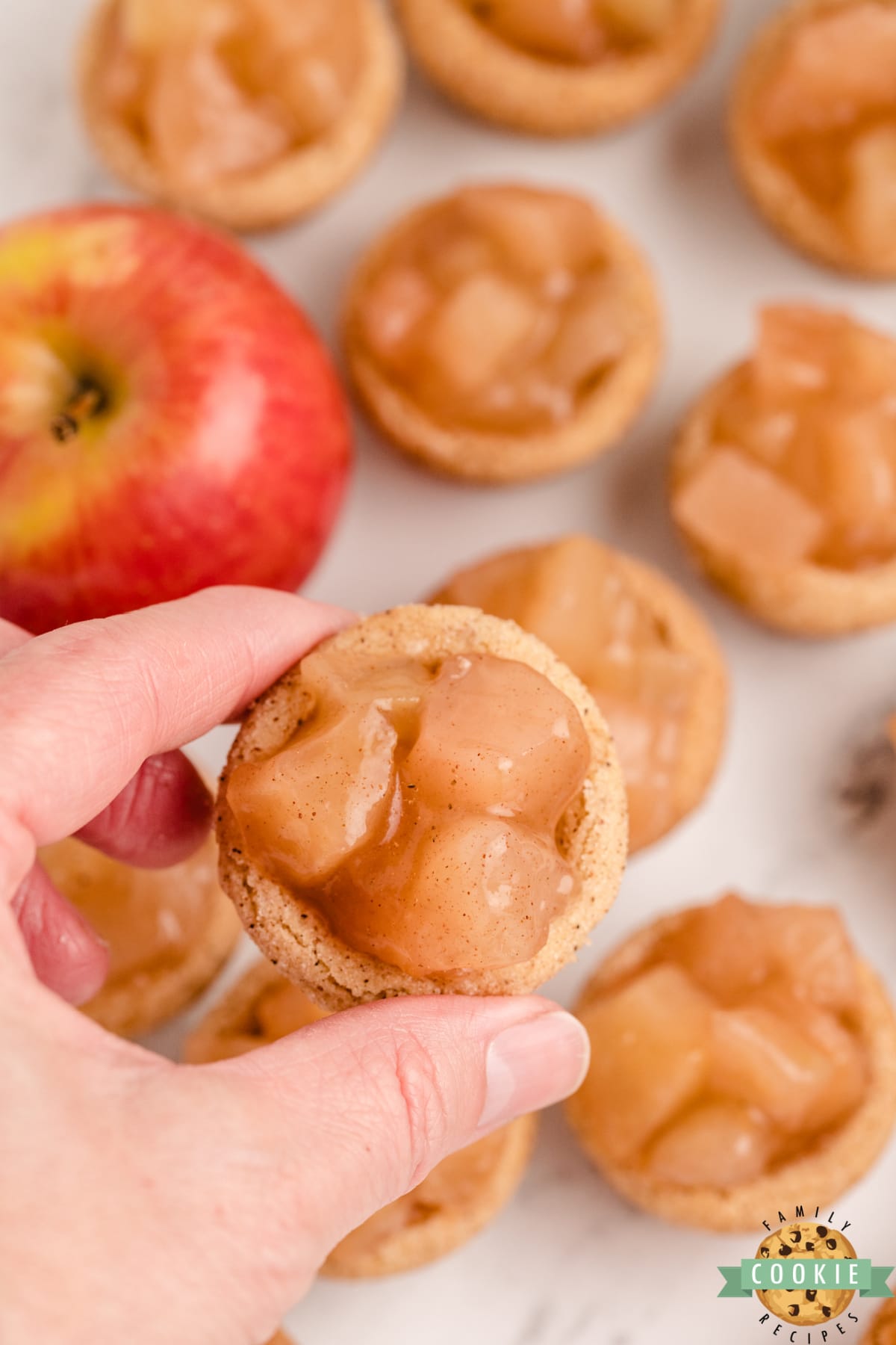 Snickerdoodle Apple Pie Cookie Cups combine two favorite desserts in a bite sized treat that is full of cinnamon and apple pie filling!