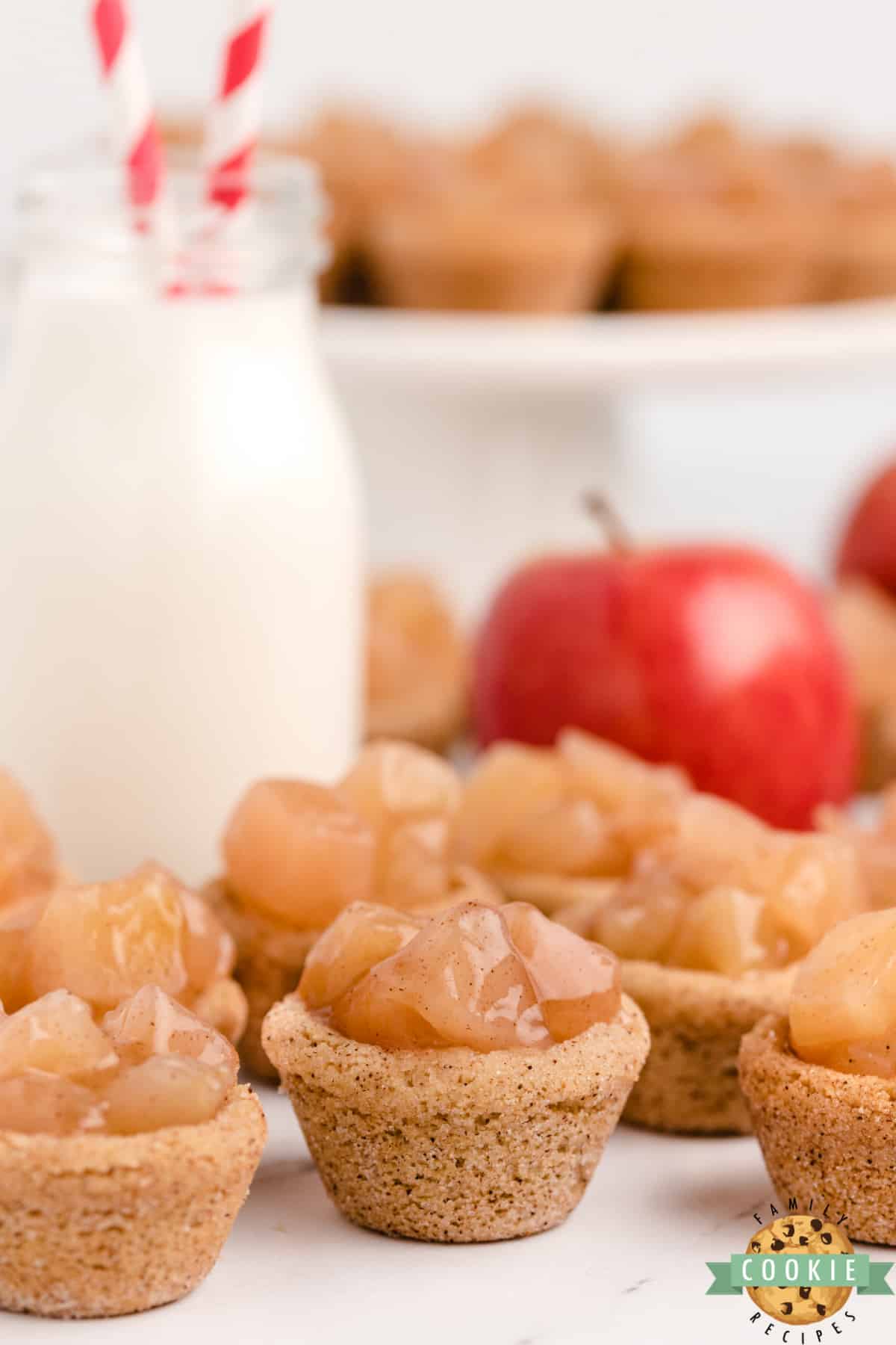 Cinnamon sugar cookie cups with apple pie filling