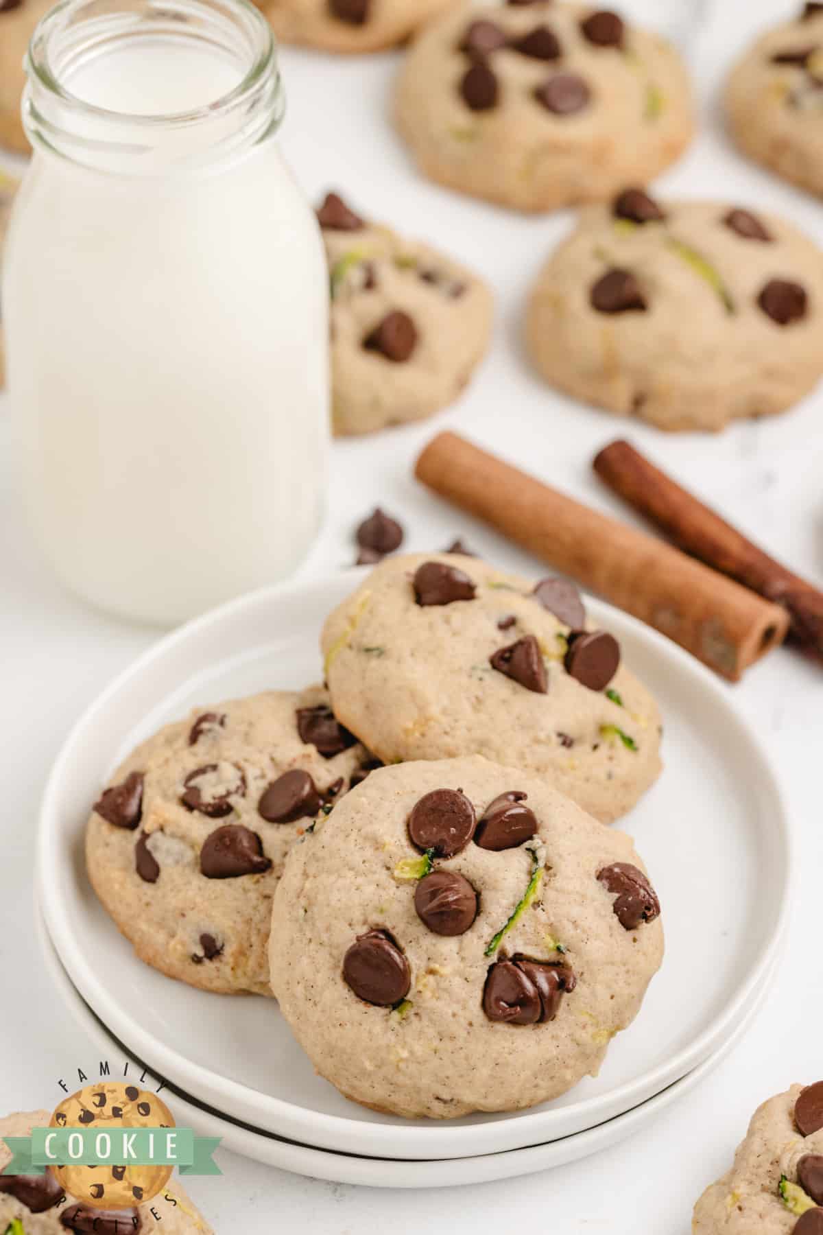 Chocolate chip cookies with fresh zucchini. 
 