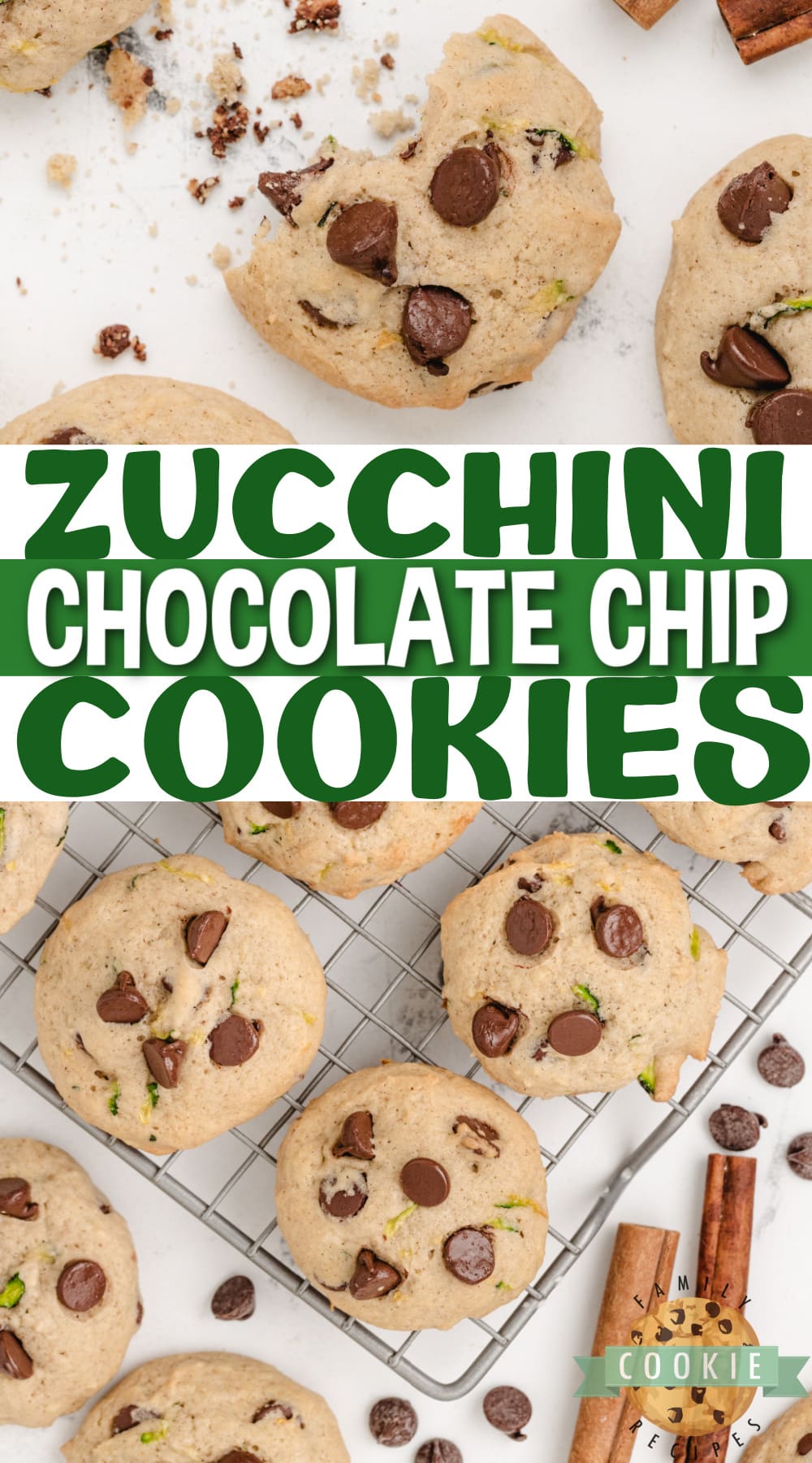 Zucchini Chocolate Chip Cookies are delicious and packed with zucchini. These chocolate chip cookies are the perfect way to sneak in some veggies and use up all the zucchini from your garden!