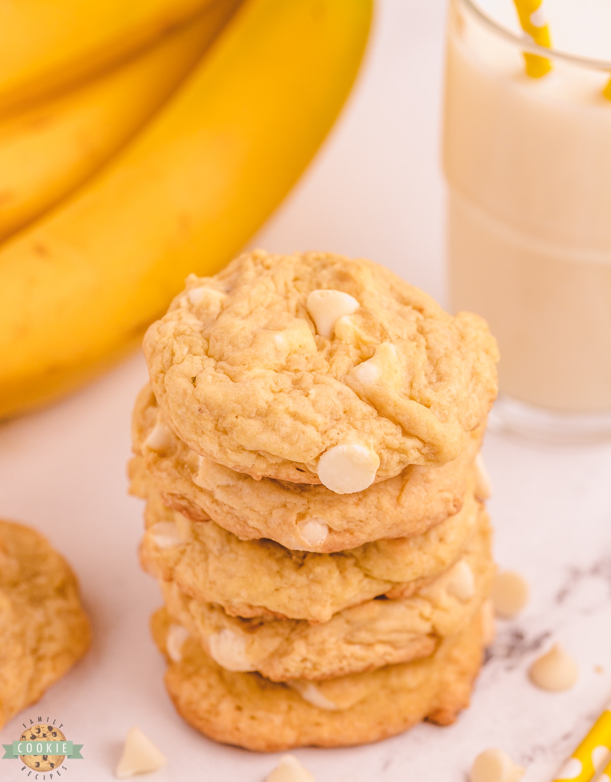 stack of banana pudding cookies