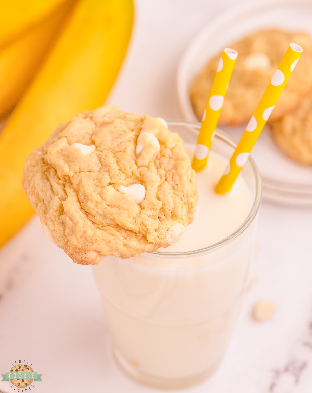 banana cookies with a glass of milk