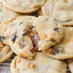 Caramel Stuffed Chocolate Chip Cookies start with our BEST EVER chocolate chip cookies, then stuffed with soft, sweet caramel & baked until golden brown. Everything you love about traditional chocolate chip cookies with soft, gooey caramel inside!