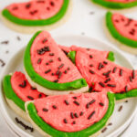 plateful of frosted watermelon cookies