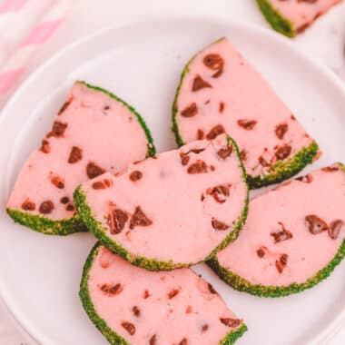 slice and bake watermelon cookies on a plate