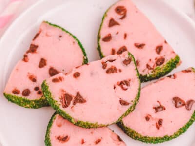 slice and bake watermelon cookies on a plate