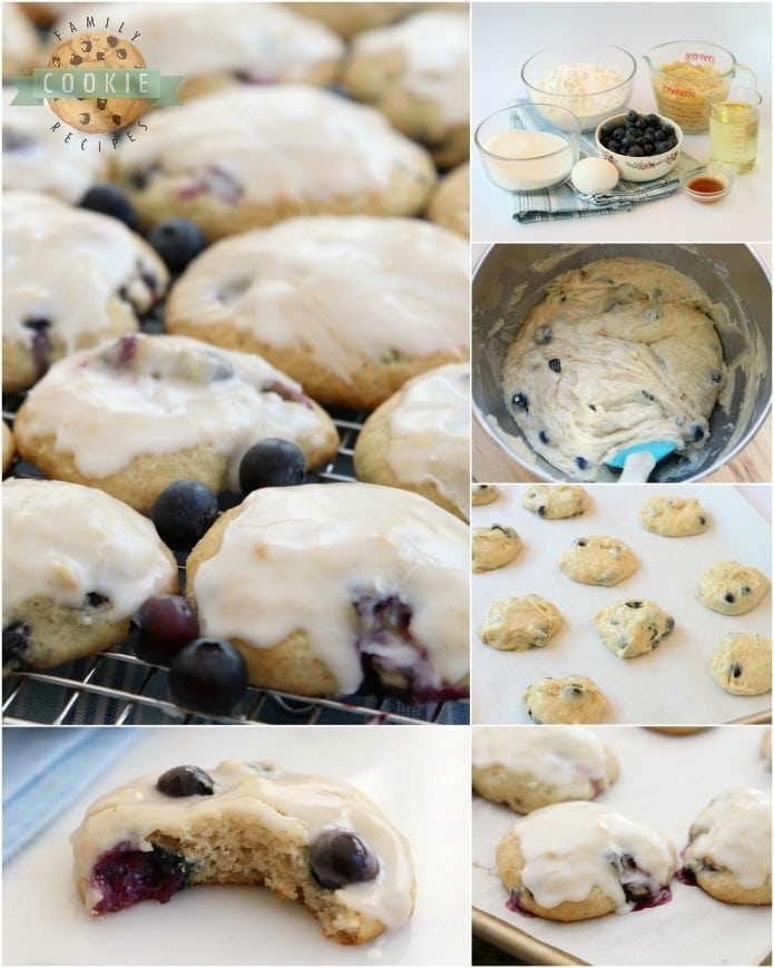 Blueberry Banana Cookies are like blueberry muffin tops in cookie form! Great flavor from the blueberries & bananas with a wonderful melt-in-your-mouth texture. Everyone goes crazy over these iced banana cookies!