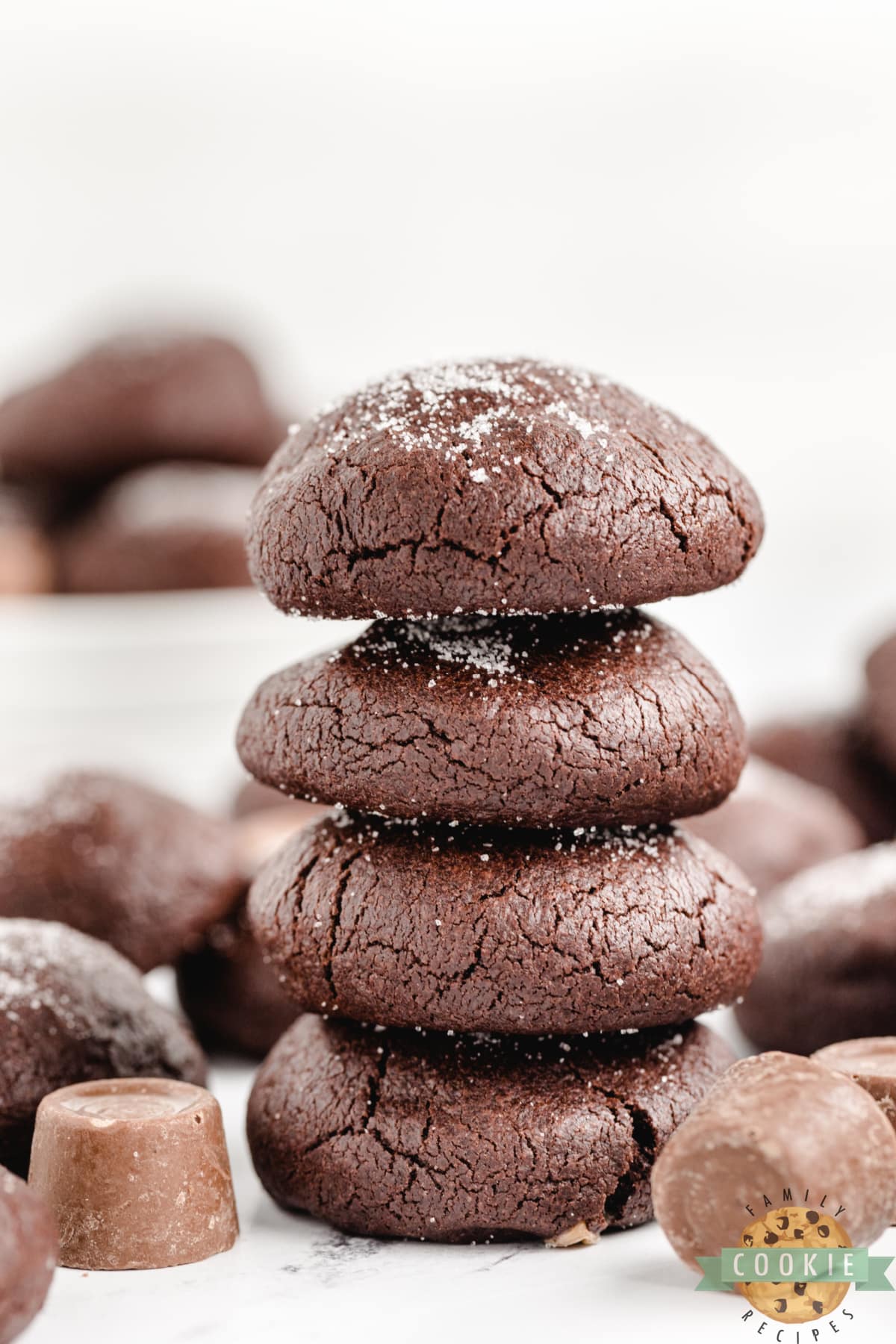 Chocolate Cake Mix Cookies with a Rolo in the middle