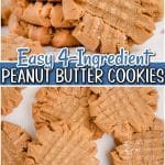 Easy Peanut Butter Cookies made with just a handful of ingredients and no flour! Chewy peanut butter cookie recipe made in minutes & perfect for peanut butter lovers!