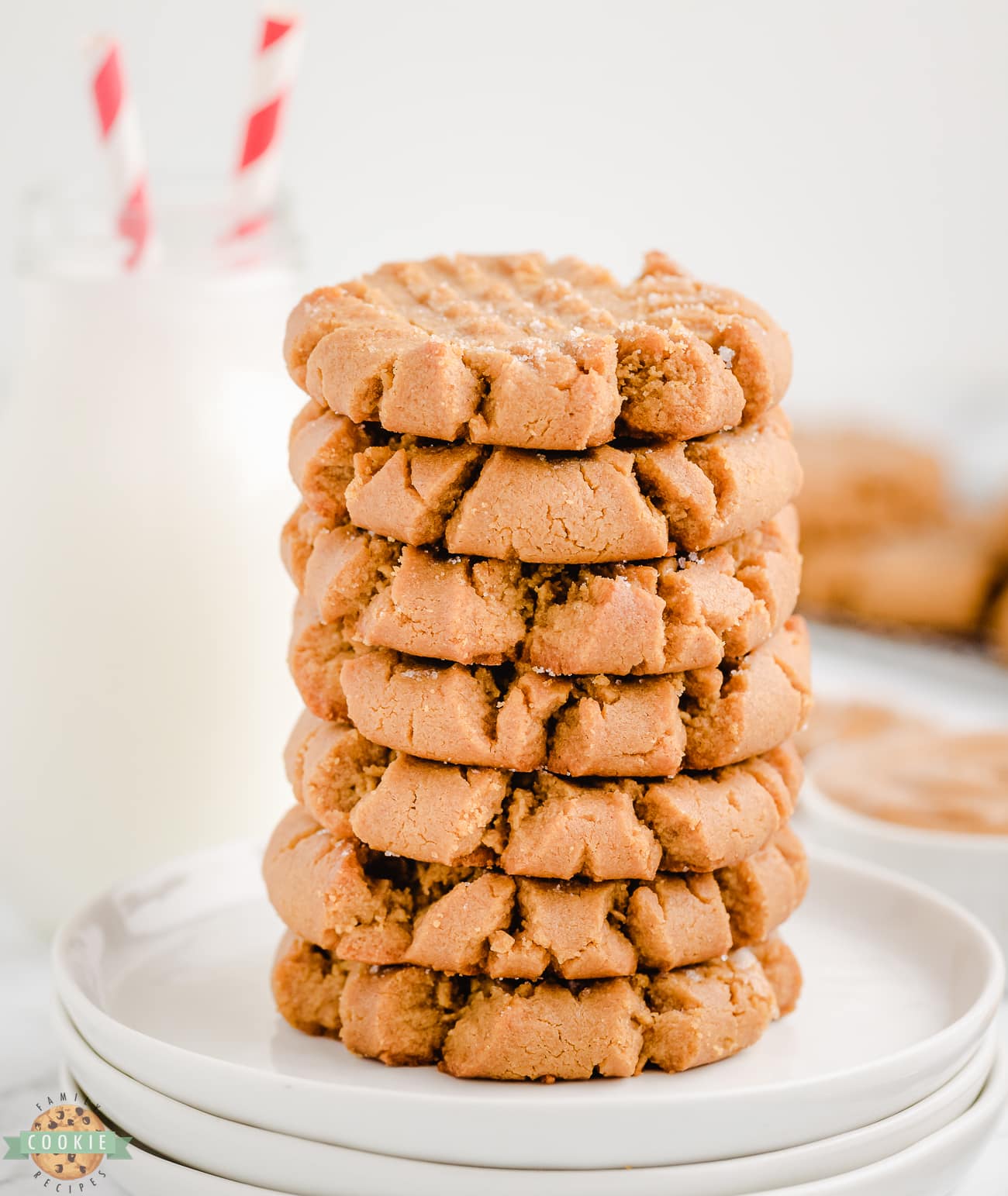stack of flourless peanut butter cookies