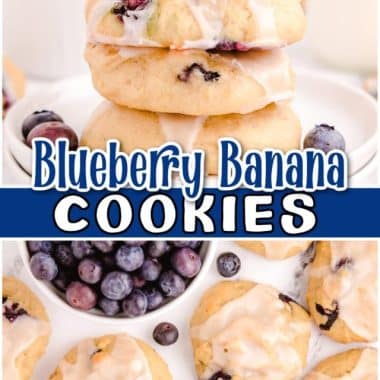 Blueberry Banana Cookies are like blueberry muffin tops but in cookie form! Great blueberries banana flavor, with melt-in-your-mouth texture!