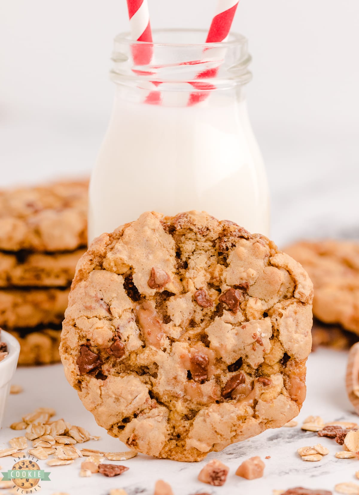 oatmeal toffee cookies with milk