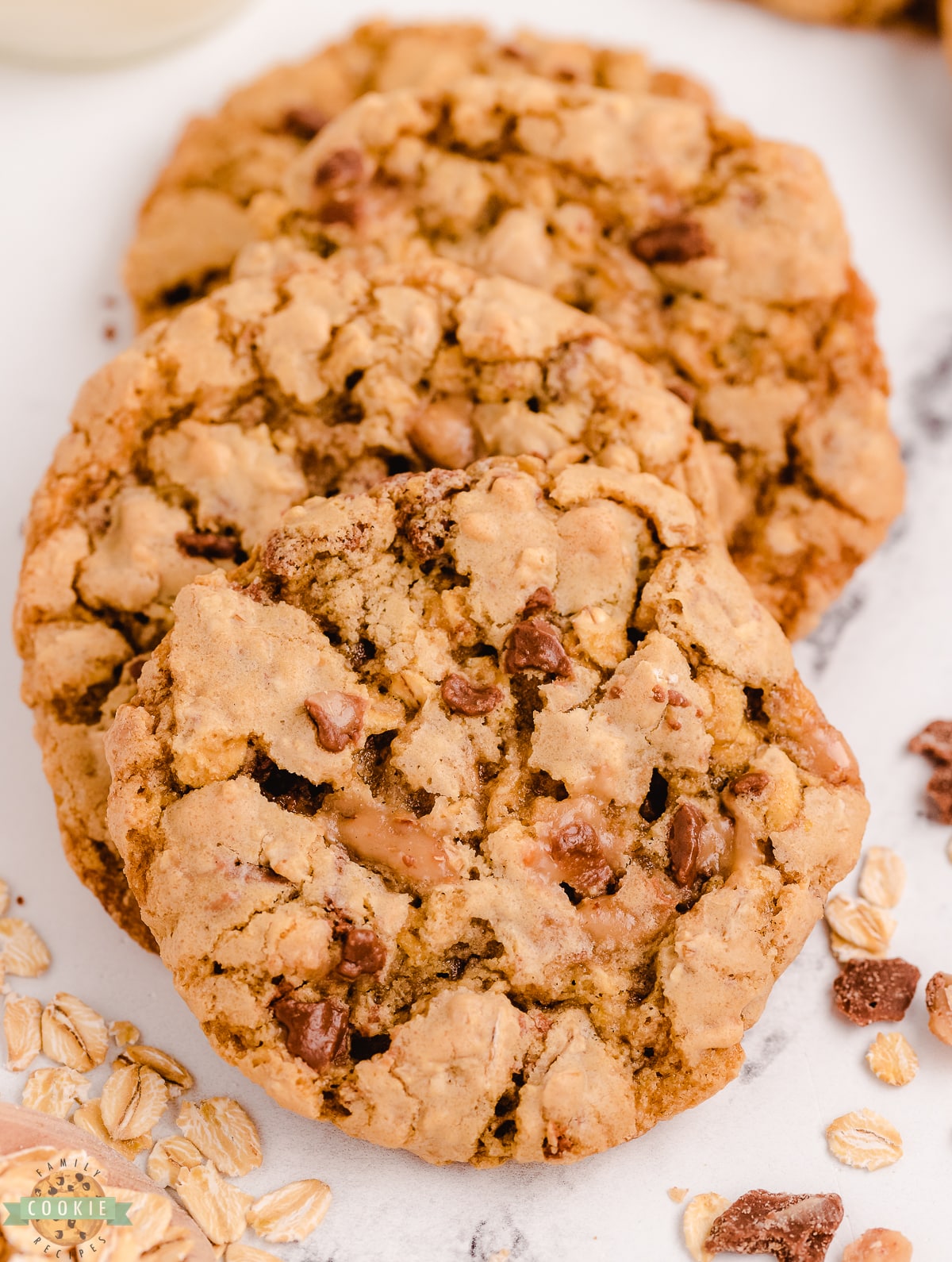 batch of oatmeal toffee cookies