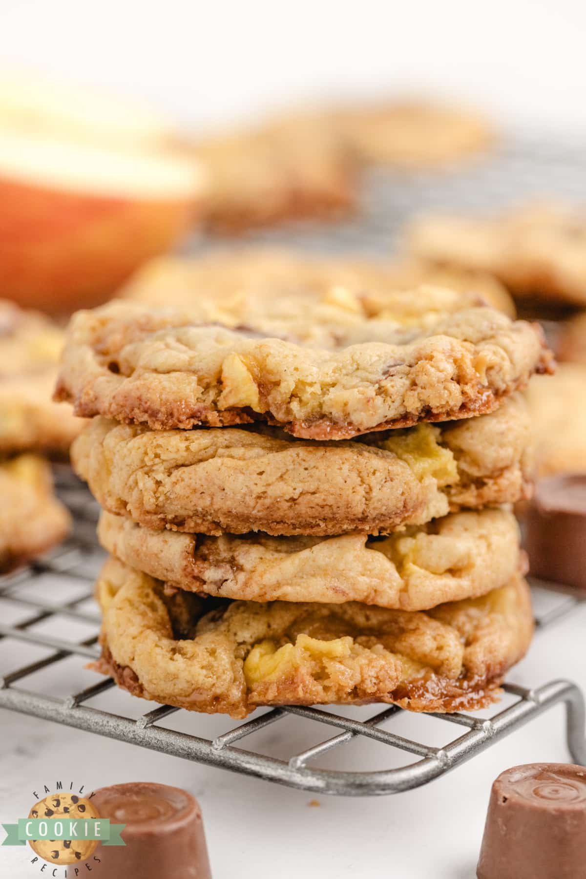 Cookies made with apples and Rolos