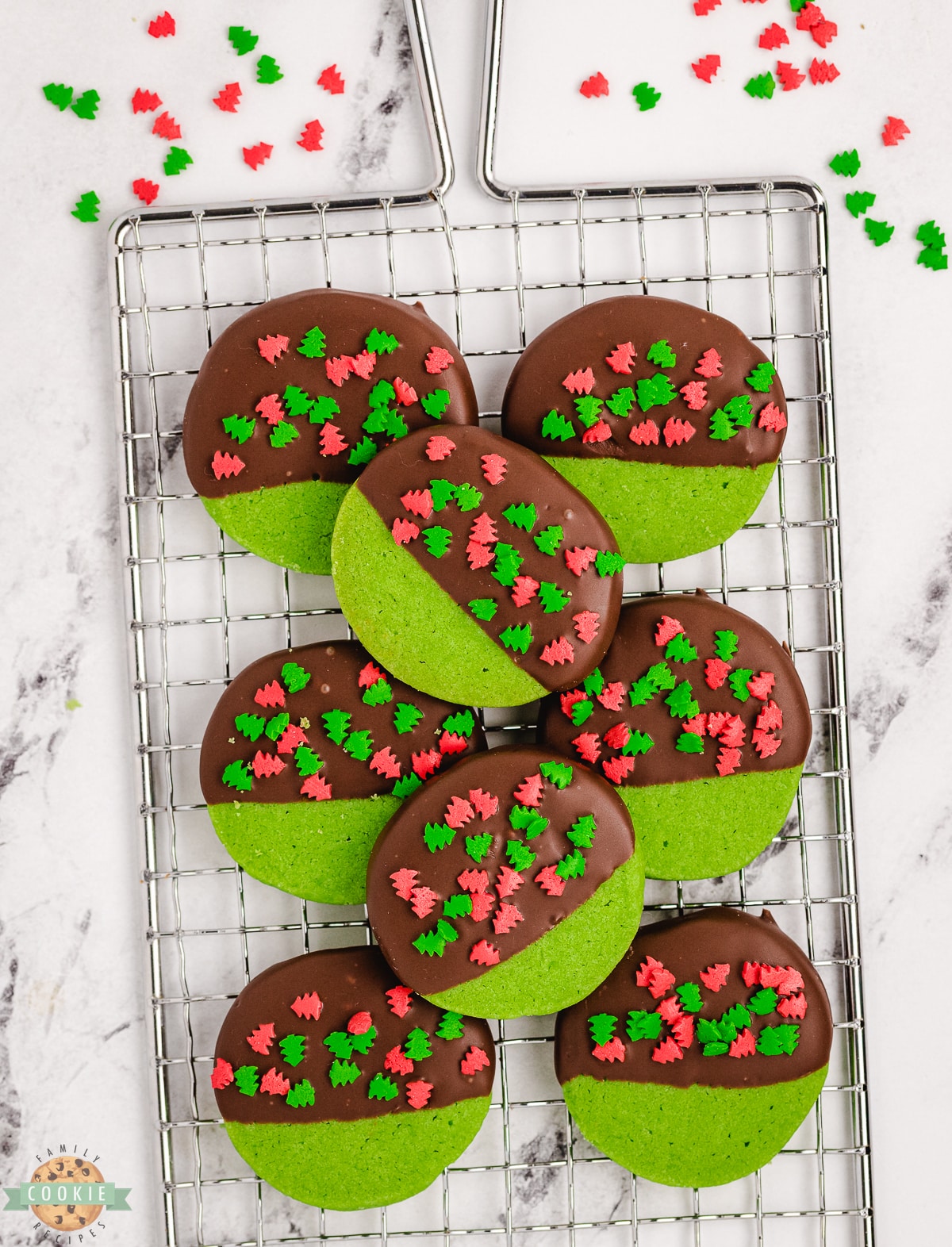 Chocolate Christmas cookies on a cooling rack