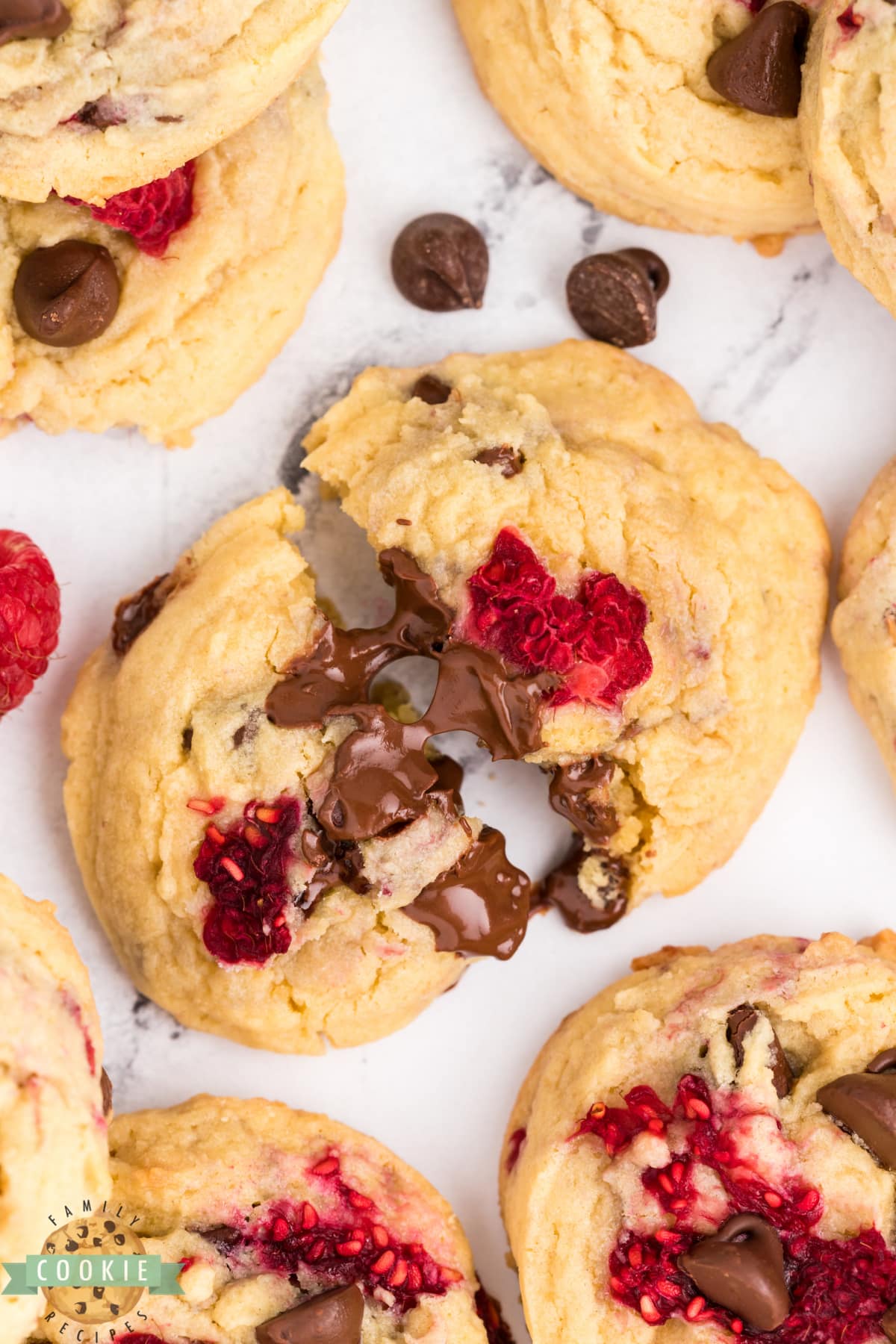 Delicious chocolate chip cookie recipe with raspberries