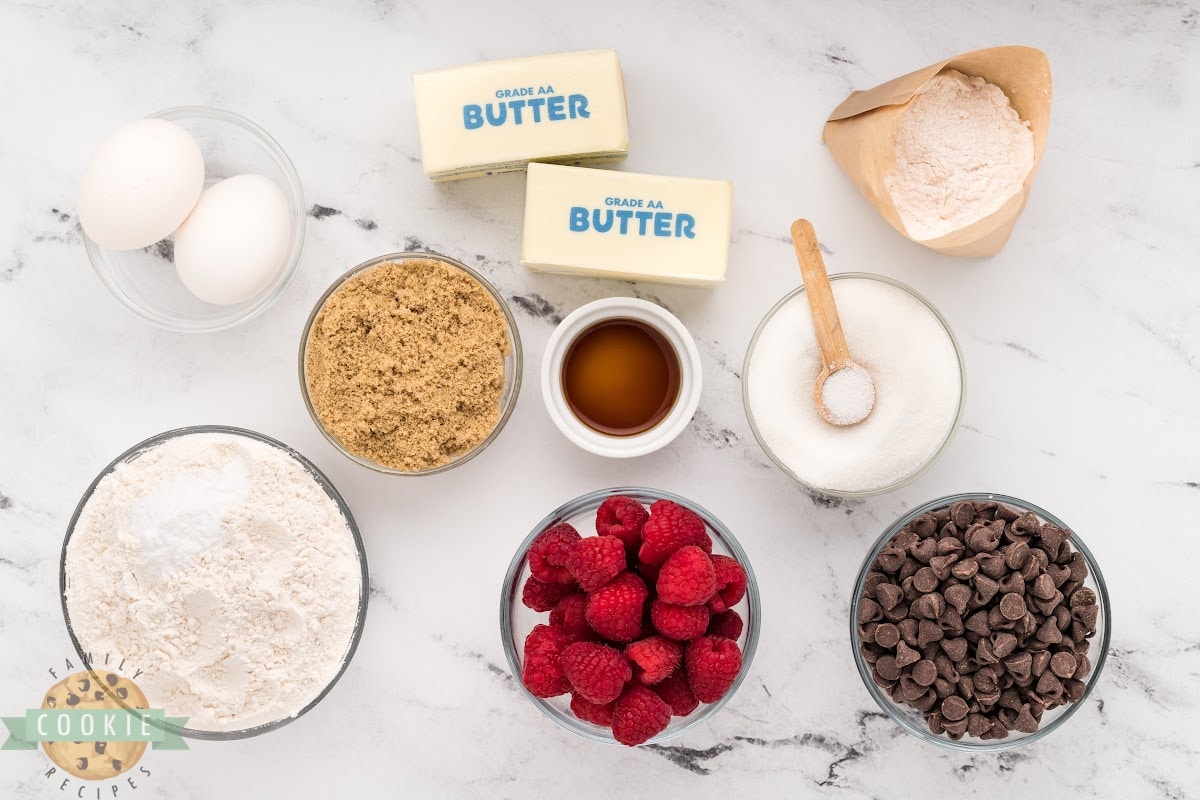 Ingredients in Raspberry Chocolate Chip Cookies