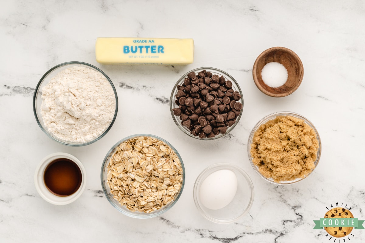 Ingredients in Microwave Oatmeal Chocolate Chip Cookies