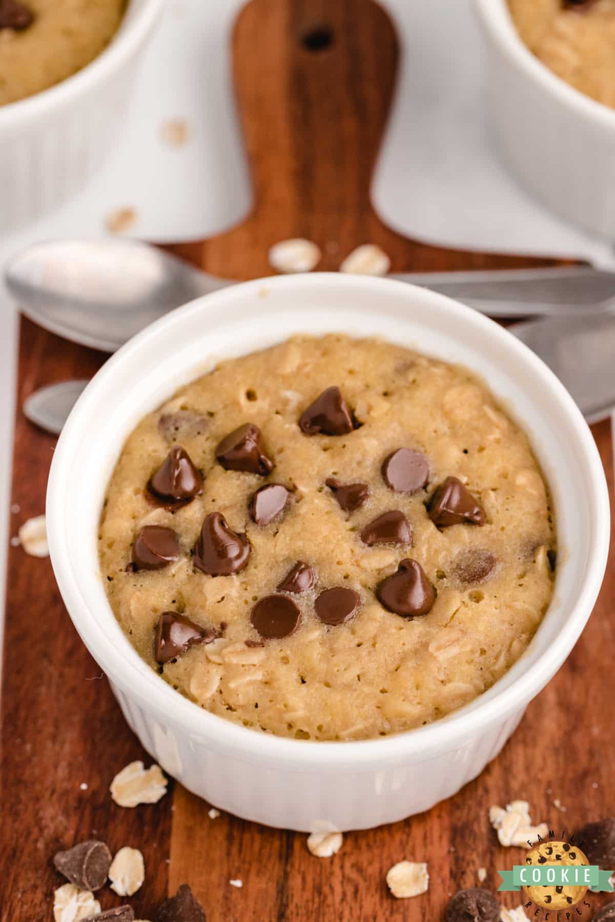 Oatmeal Chocolate Chip cookies made in a mug