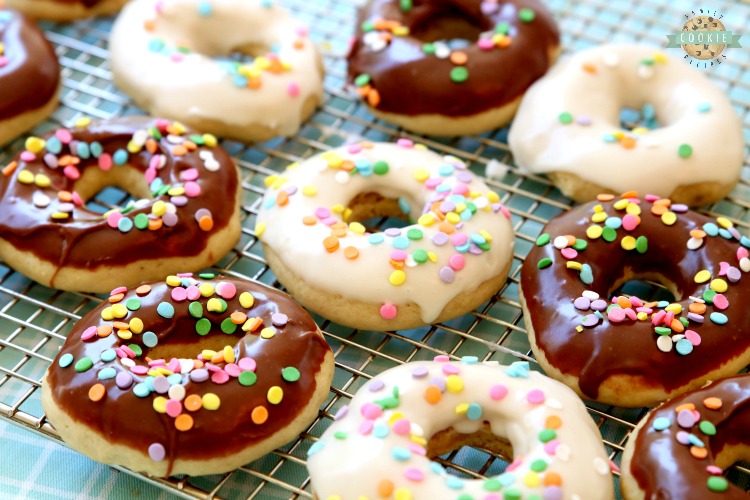 Glazed Donut Cookies are soft & pillowy donut-shaped cookies with a lovely chocolate or vanilla glaze & topped with sprinkles! Everything you love about donuts, only in cookie form!