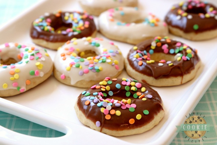 Glazed Donut Cookies are soft & pillowy donut-shaped cookies with a lovely chocolate or vanilla glaze & topped with sprinkles! Everything you love about donuts, only in cookie form!