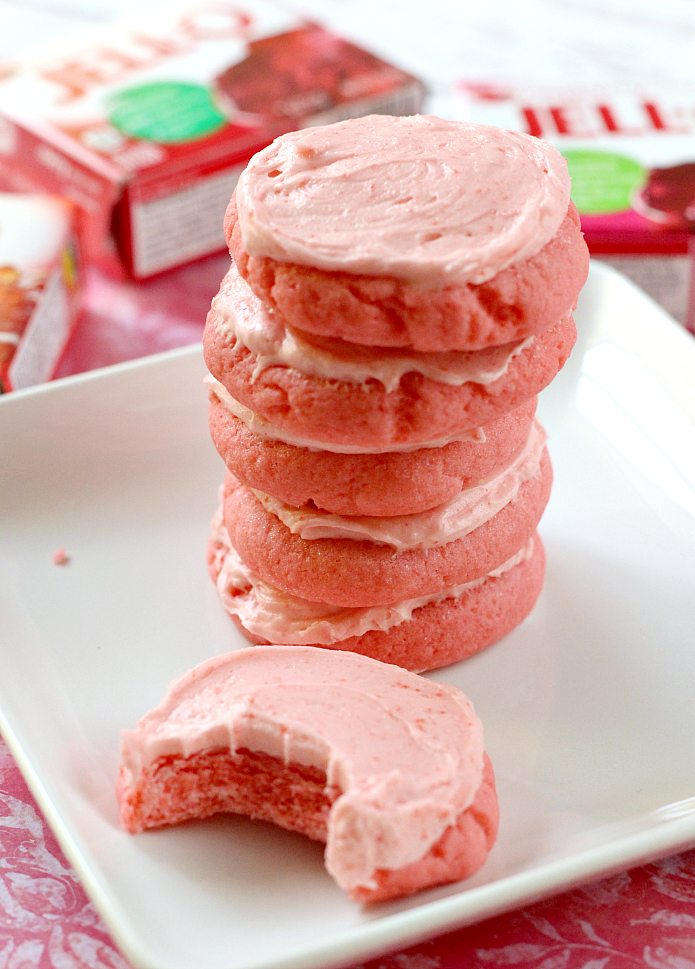 Jello Sugar Cookies are delicious cookies that can be made with any flavor of jello! This sugar cookie recipe is easy to make in any color and the simple buttercream frosting can be flavored to match. These sugar cookies can be rolled and cut out into shapes or just quickly scooped out into balls. 