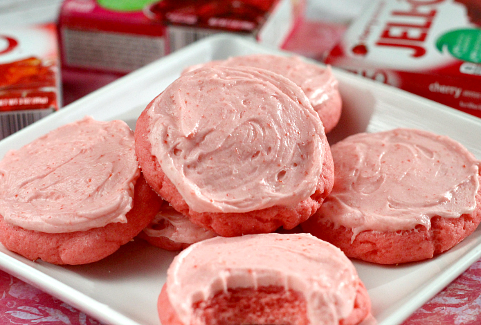 Jello Sugar Cookies are delicious cookies that can be made with any flavor of jello! This sugar cookie recipe is easy to make in any color and the simple buttercream frosting can be flavored to match. These sugar cookies can be rolled and cut out into shapes or just quickly scooped out into balls. 