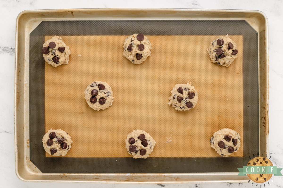 Scoop cookie dough onto cookie sheet.