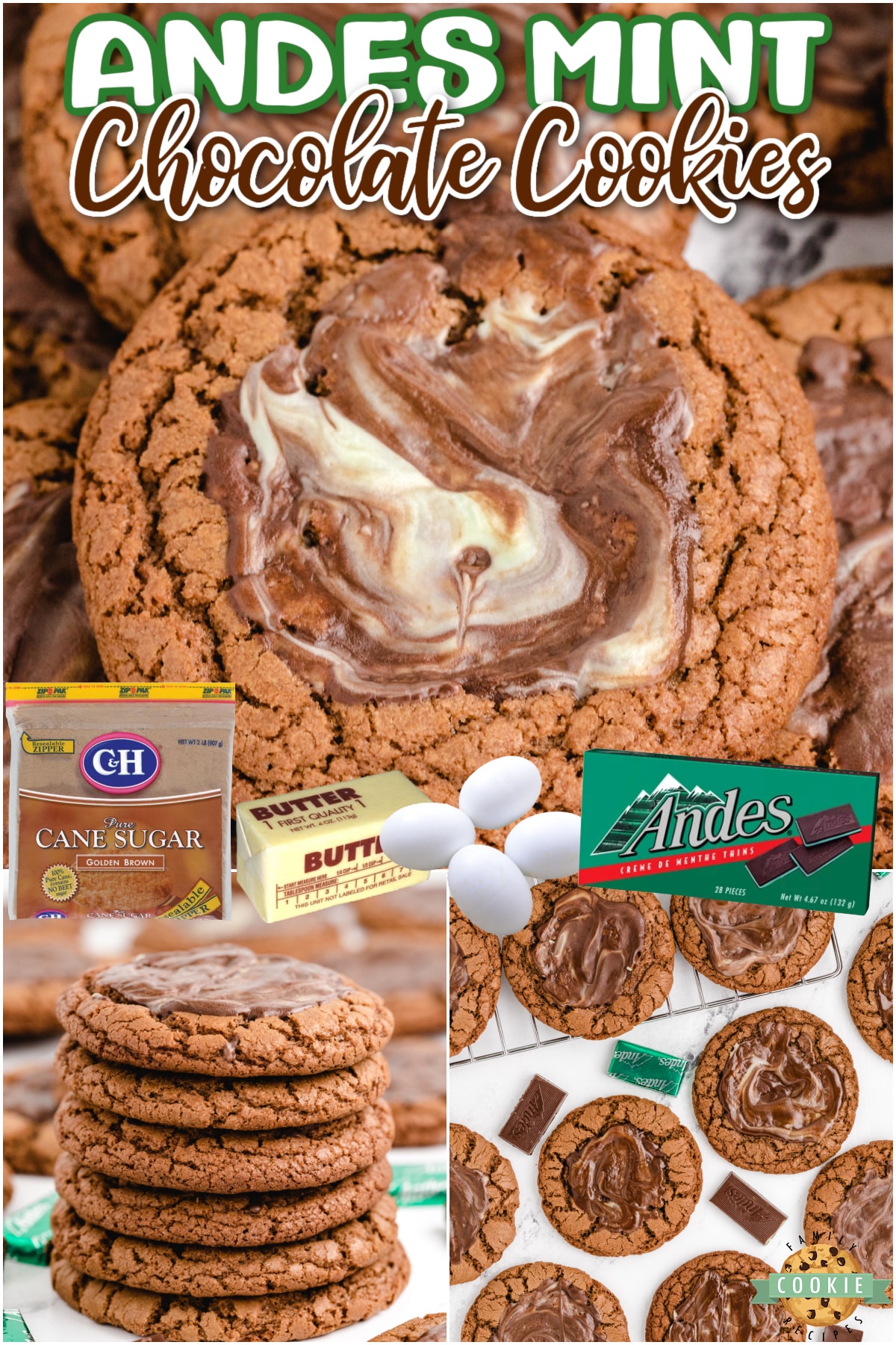 Andes Mint Chocolate Cookies are chewy, chocolate and frosted with a melted Andes mint! These cookies are the perfect combination of chocolate and mint.